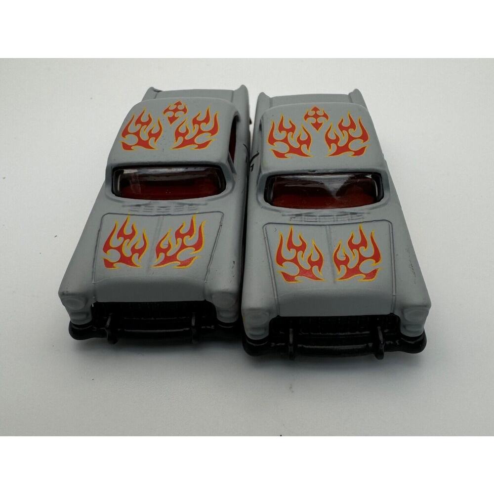 2018 Hot Wheels 50th Anniversary HW Flames 2/10 Gray 55 Chevy Loose Lot of 2
